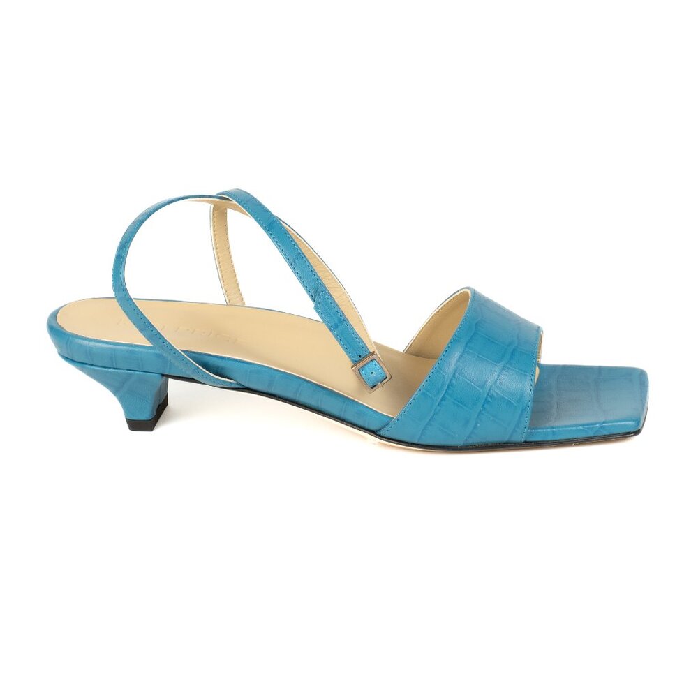 Brand New: Electric Blue Leather Sandal w/ heel